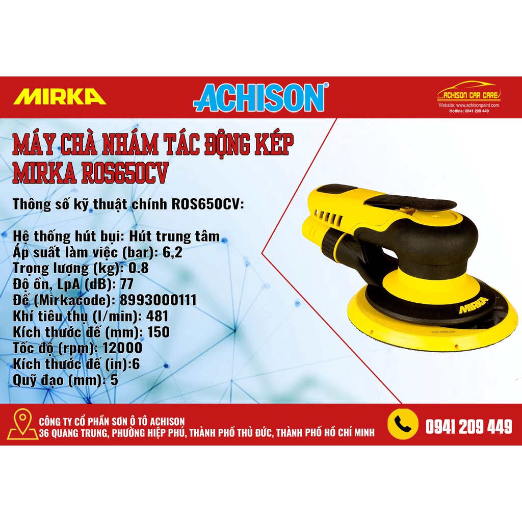 Chính hãng Máy chà nhám Mirka ROS 650CV -150mm