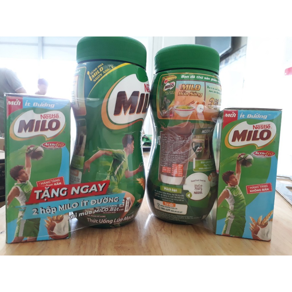 [Tặng ly sứ đổi màu] [Tặng 2 hộp Milo ít đường] Thức uống lúa mạch Nestlé MILO Sữa 3 trong 1 hũ 400g