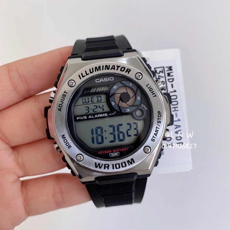 Đồng hồ nam dây nhựa Casio Anh Khuê MWD-100H-1AVDF