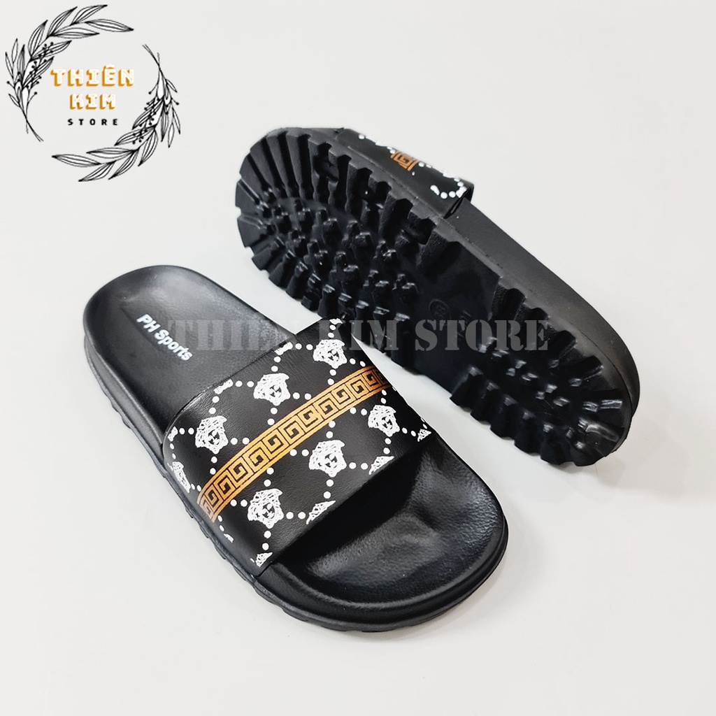 Dép nam nữ quai ngang quai nút thời trang 2 màu trắng đen D7726