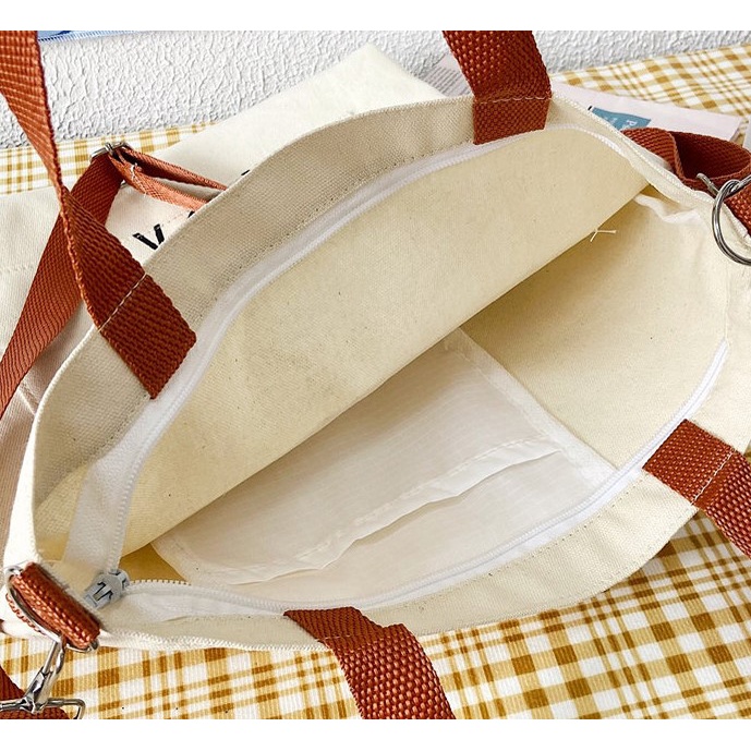 Túi tote đeo chéo, túi xách nữ vải canvas cao cấp đi học đi chơi, đựng vừa a4 phong cách thời thượng | TD02