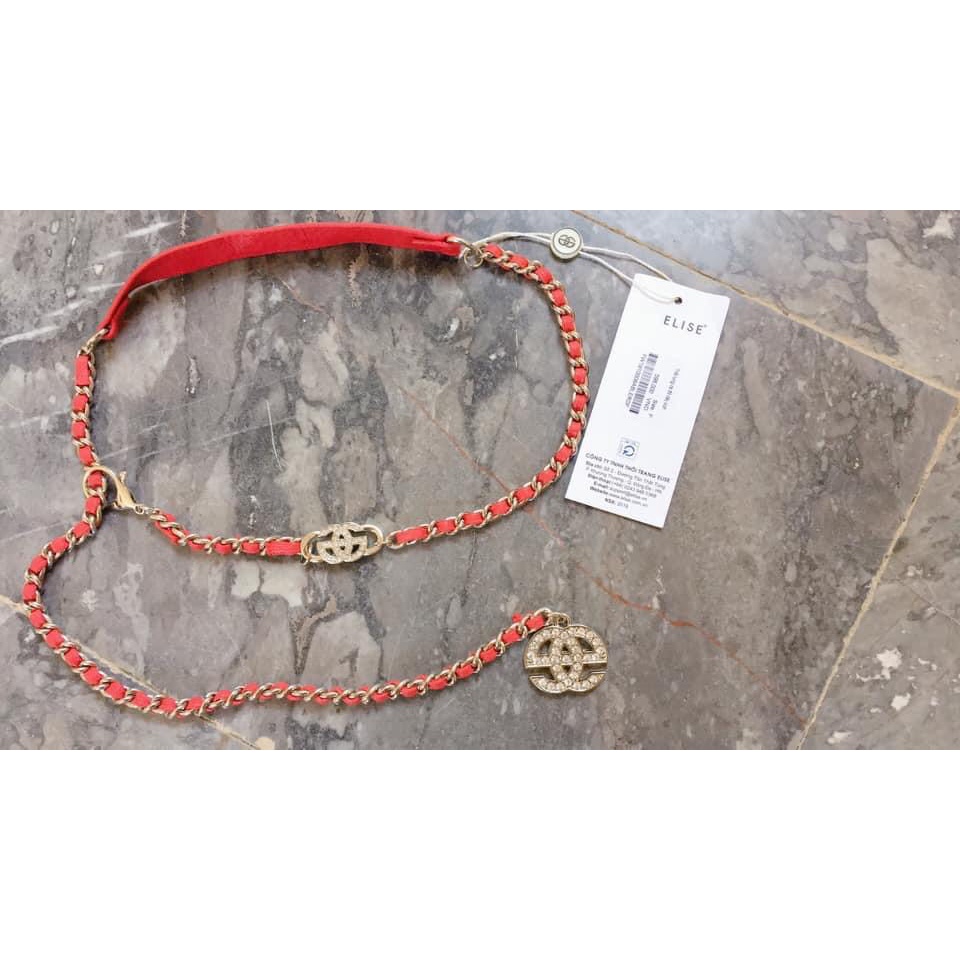 Đai Thắt Dây lưng xích phụ kiện hàng hiệu Elise nguyên tag 598K