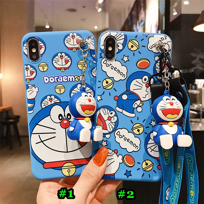 Ốp điện thoại hình Doraemon có móc khóa cho OPPO A5 A9 A31 2020 A91 F11 Pro F9 A7 A5s A3s A37 Neo9 F5 HD37
