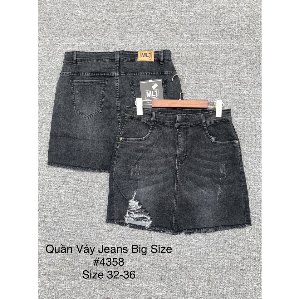 [60-90kg] Quần váy jean BIGSIZE lưng cao phom A, ngắn trên gối bên trong có quần short, co dãn mạnh 4358 MoliJeans MLJ