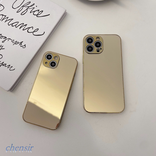 Ốp Điện Thoại acrylic Tráng Gương Màu Vàng Sang Trọng Chống Rơi Cho iphone 7 8 plus x xr xs 11 12 13 14 15 pro max