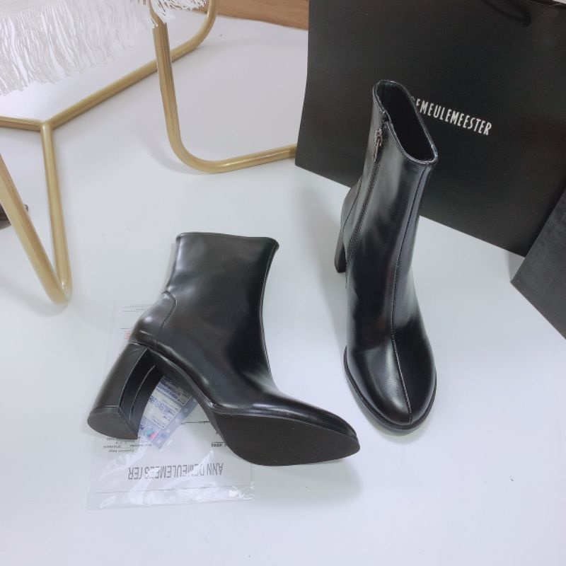 B(ẢNH THẬT) Boot ANN Mũi Tròn Gót Trụ Cong 8p Da Mềm Êm Fullbox Xịn Cao Cấp