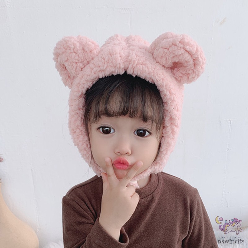 Nón giữ ấm phối mô hình tai gấu đáng yêu phong cách Hàn Quốc cho bé