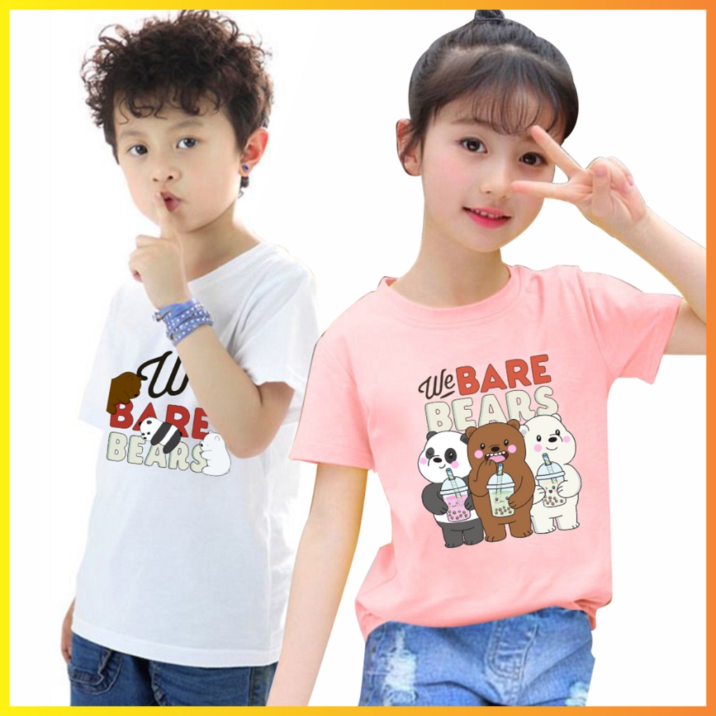 Áo thun trẻ em in hình 3 chú gấu we bare bears cực hot bé trai bé gái