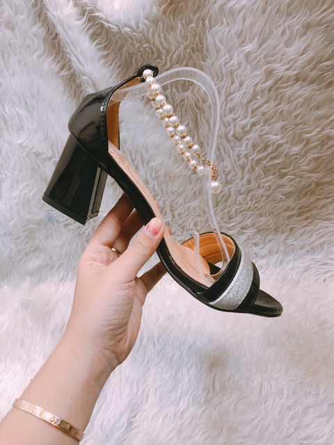 [ Ảnh Thật ] Giày Cao Gót 5p quai viền kim tuyến