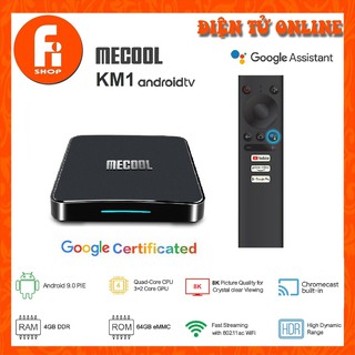 Android TV Box Mecool KM1 - HĐH Android 9 TV bản quyền, Ram 4GB, Bộ nhớ trong 64GB