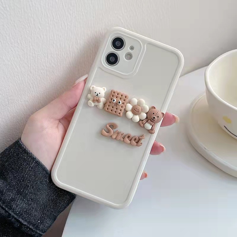 Ốp Điện Thoại Dẻo Họa Tiết Gấu &amp; Bánh Quy Dễ Thương Cho Iphone 12 pro max 11 pro max xs max xr x 7plus
