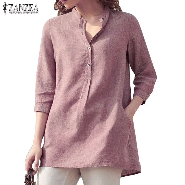 Áo kiểu nữ ZANZEA cổ chữ V tay lỡ thời trang