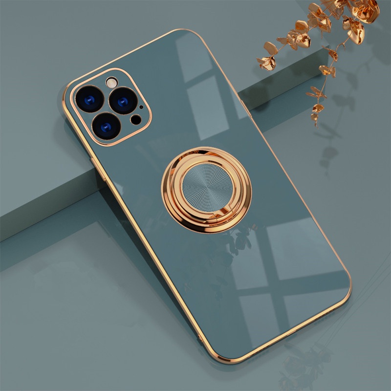 Ốp Điện Thoại Silicon Mềm Có Vòng Đỡ Hình Vuông Màu Kẹo Cho iPhone 11 12 13 Pro Max