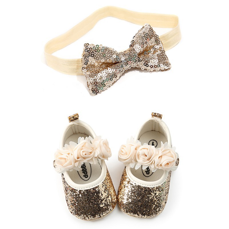 Băng đô nơ đính kim tuyến lấp lánh xinh xắn cho bé gái