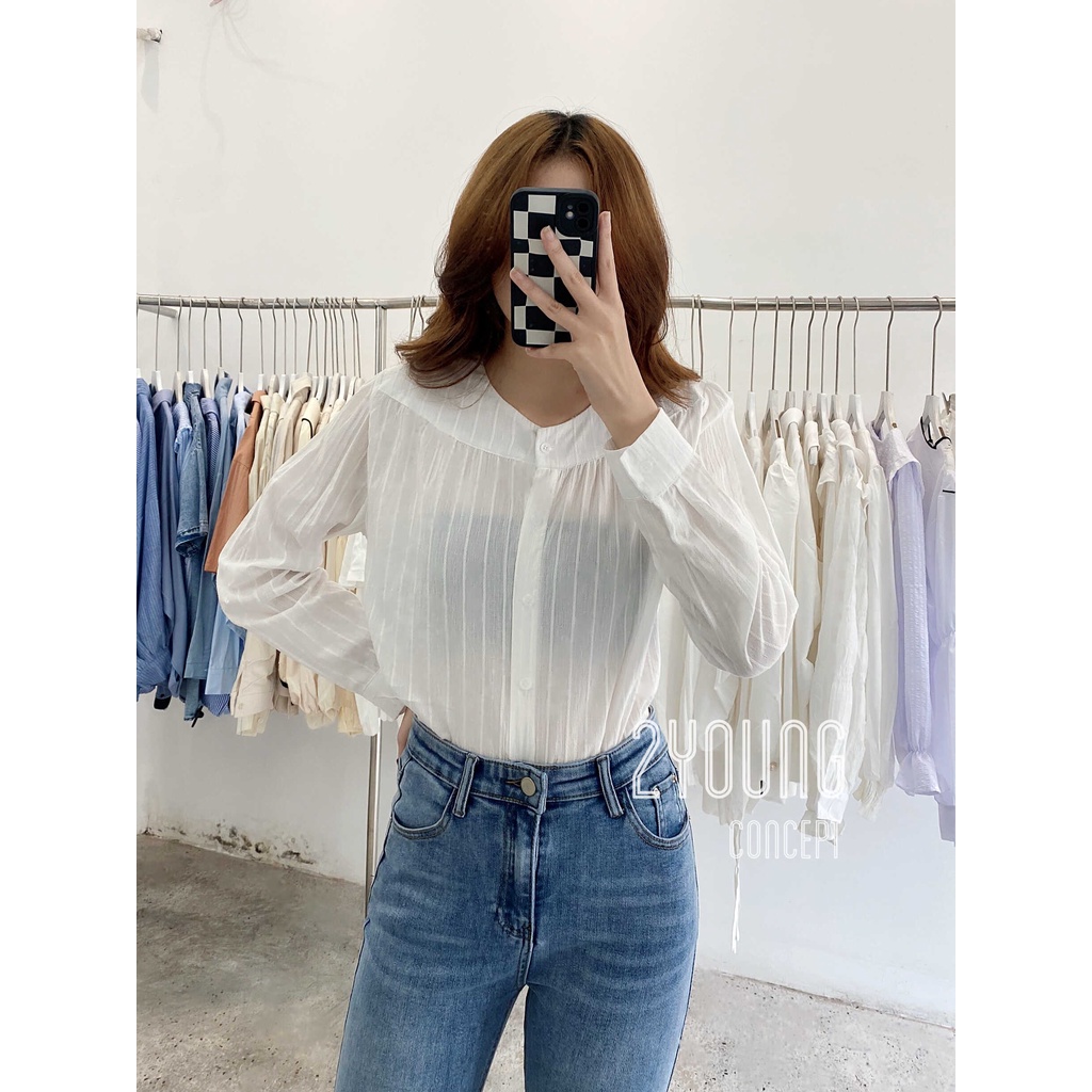 [2YOUNG] [ẢNH THẬT SHOP CHỤP] Áo tay dài vải sọc dọc nhí A1474