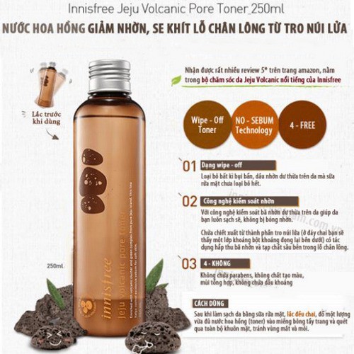 Nước Hoa Hồng Ngừa Mụn Đầu Đen Tro Núi Lửa Innisfree Jeju Volcanic Pore Toner Ex 200ml - Hàn Quốc Chính Hãng