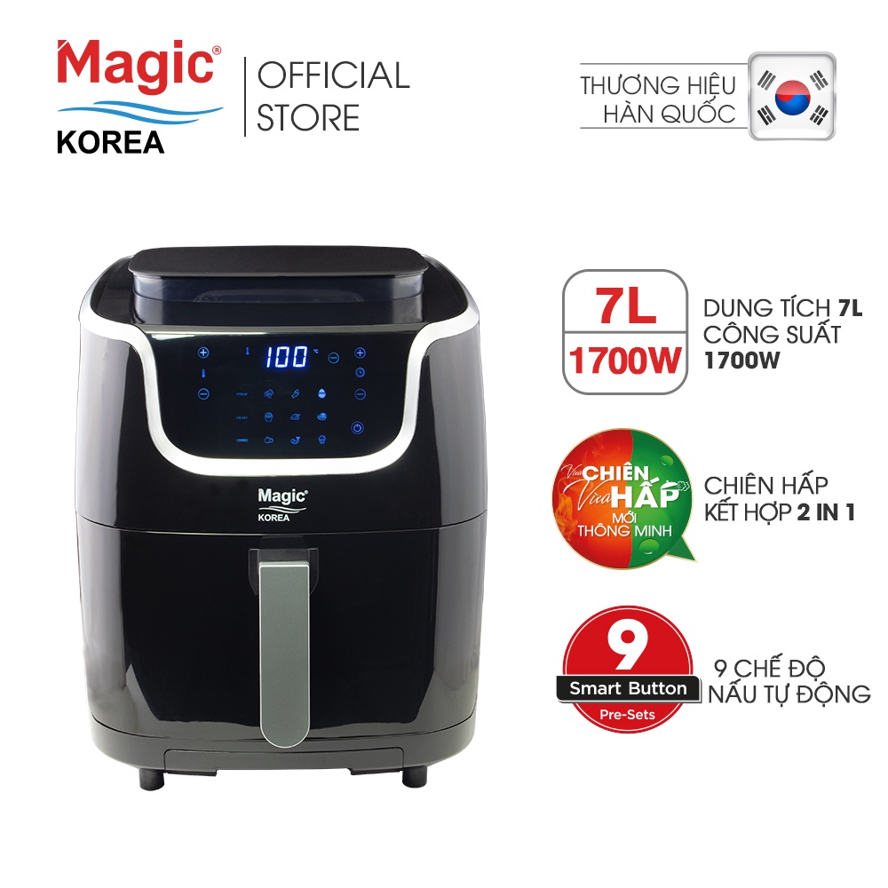 Nồi chiên hấp thông minh Magic Korea A700 7L cho gia đình 8-10 người,màn hình LED cảm ứng,bảo hành chính hãng