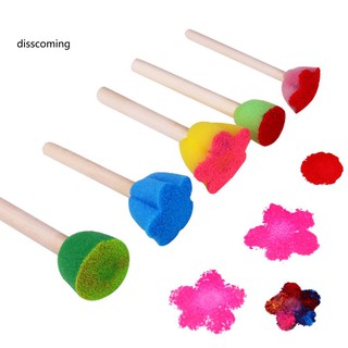 Bộ 5 xốp vẽ tay cầm bằng gỗ vui nhộn cho bé