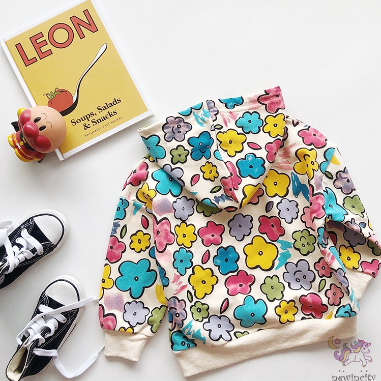 Áo Hoodie Họa Tiết Hoa Dễ Thương Phong Cách Hàn Quốc Cho Nữ