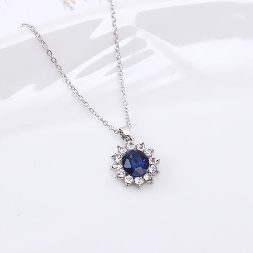 Bộ Trang Sức Khuyên Tai Và Dây Chuyền Mặt Đá Sapphire Màu Tím Sang Trọng