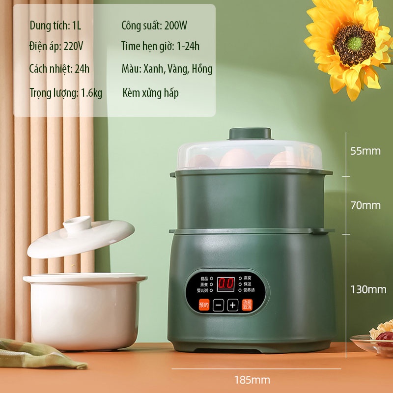 Nồi Nấu Cháo Chậm Changhong - Nồi Nấu Chậm - Nồi Hầm Cách Thủy - Nồi Ninh Cháo Cho Bé Đa Năng