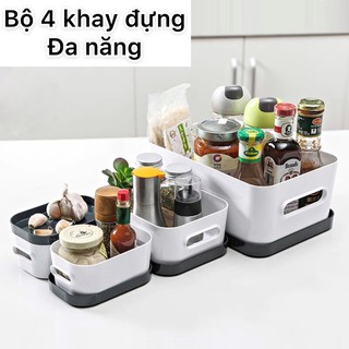 Bộ 4 hộp đựng đồ đa năng phong cách Nhật Bản, hộp chứa đồ