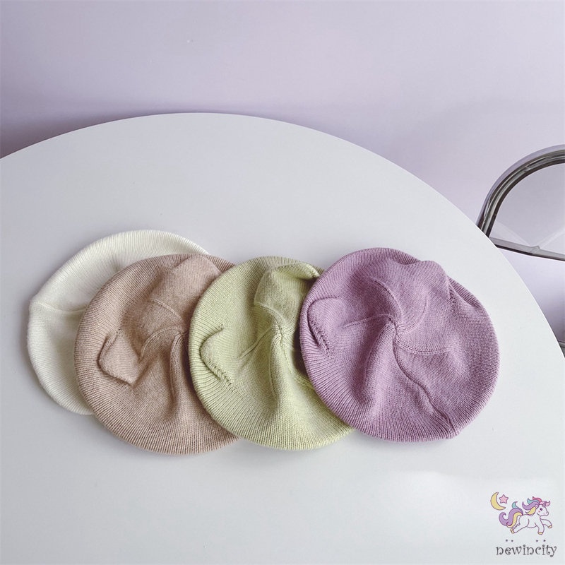 Mũ Beret Dệt Kim Màu Sắc Đáng Yêu Cho Bé Gái