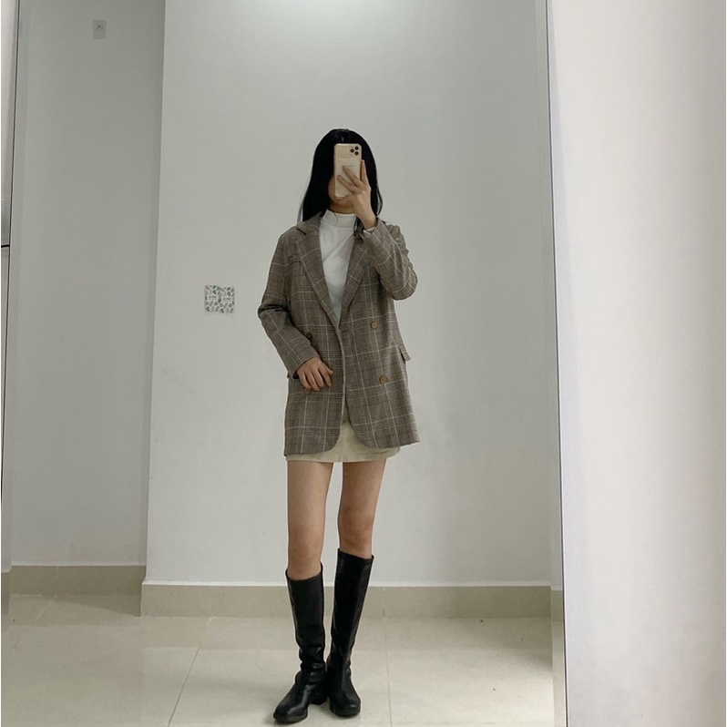 Áo Vest kẻ thiết kế 2 lớp ( dài quá Mông) Made by TeamLu