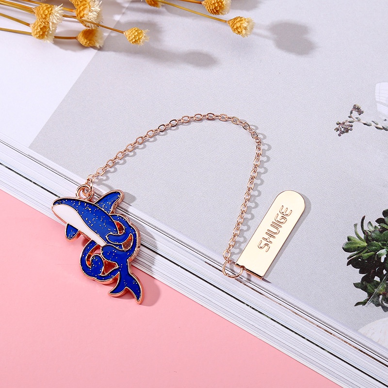 1 Thẻ Đánh Dấu Trang Sách Bằng Hợp Kim Hình Cá Voi Hoạt Hình Sáng Tạo Dành Cho Học Sinh