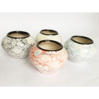 Chậu gốm vân đá cẩm thạch trồng cây, làm handmade, hoa pha lê, hoa đất sét (KT C7xR9cm)