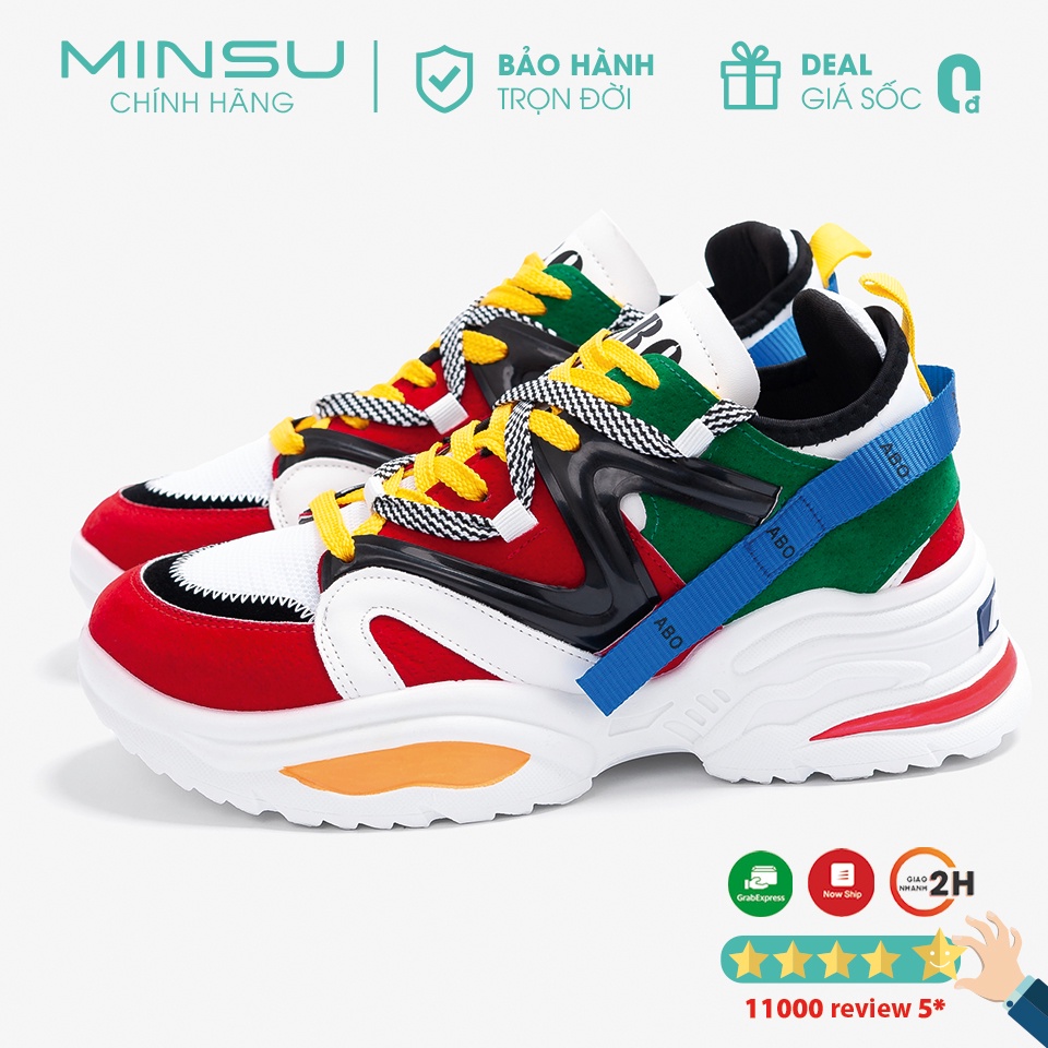 Giày Thể Thao Sneaker Cặp Đôi Nam Nữ Độn Đế Tăng Chiều Cao Hàn Quốc 5cm ABO MINSU M4520 Phù Hợp Đi Chơi, Đi Học