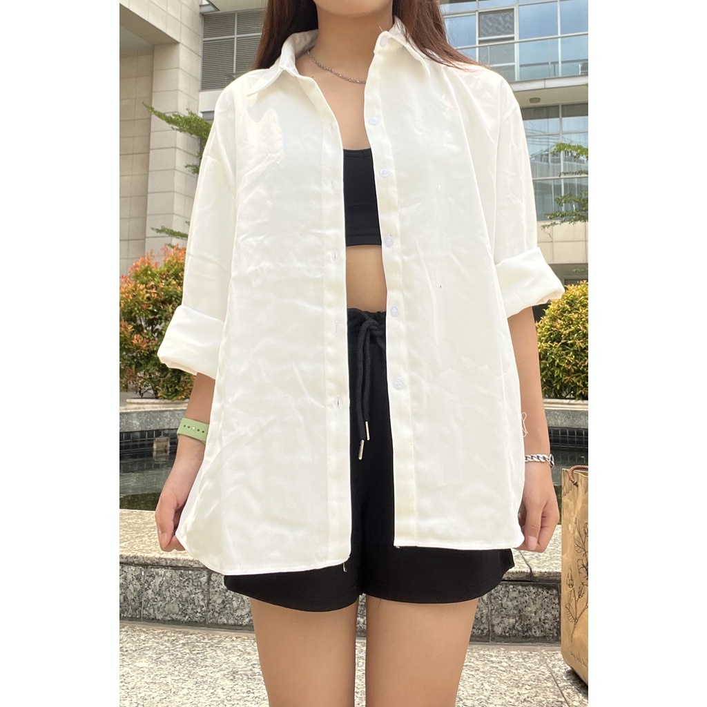 Áo khoác sơ mi nữ nhung gân form rộng tay dài – Unisex 2022