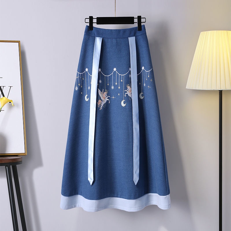 Bộ áo tay dài có nón và chân váy cách tách 2 màu phong cách Trung Hoa cổ điển dành cho bé gái