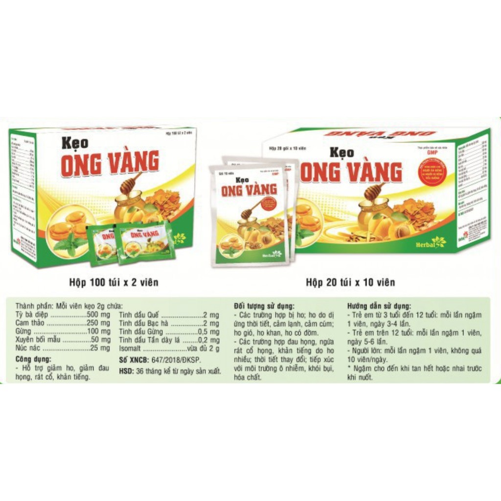 Kẹo Ong Vàng, thông cổ, giảm ho viêm họng, khan tiếng