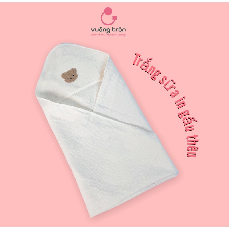 Chăn ủ vải muslin trần cao cấp Vuông Tròn đẹp an toàn cho bé