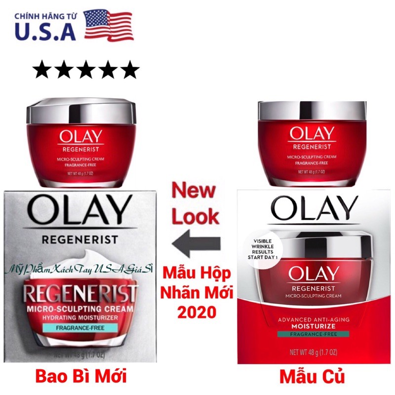 [Hàng Mỹ]Kem dưỡng ẩm chống lão hóa Olay Regenerist Micro-Sculpting Cream Face Moisturizer 48g