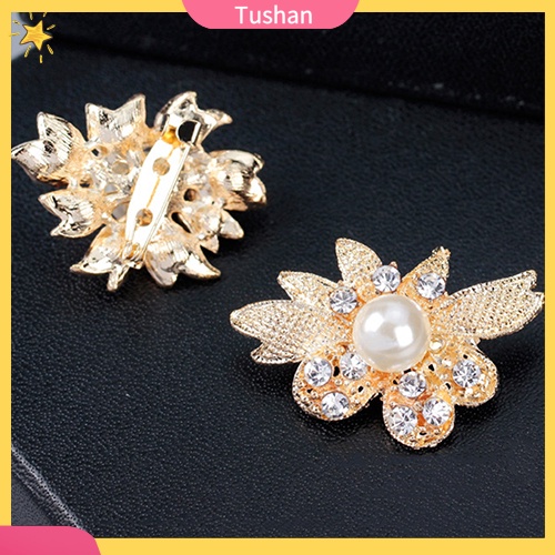 Trâm Cài Áo Hình Hoa Đính Đá &amp; Ngọc Trai Giả 12 Cái