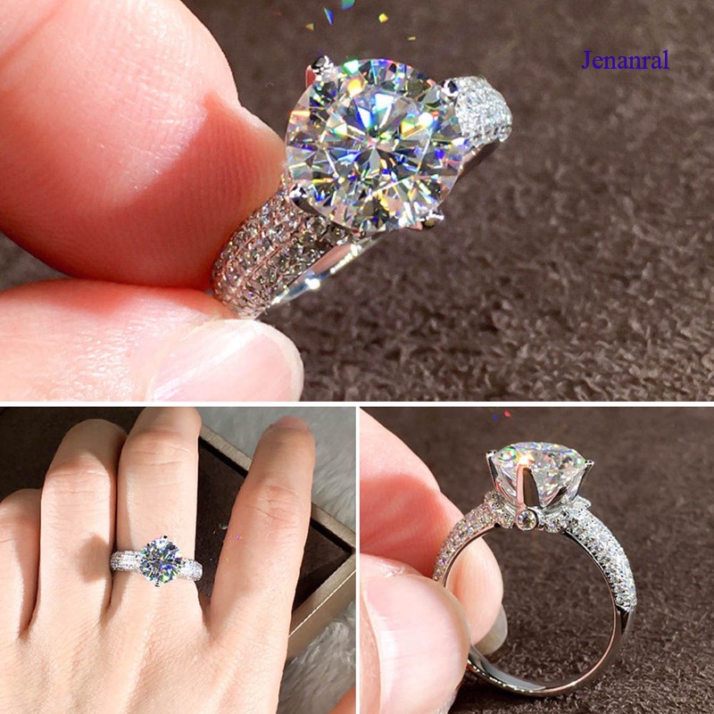 Nhẫn mạ vàng trắng 18K đính đá sang trọng size 5 6 7 8 9 10 11