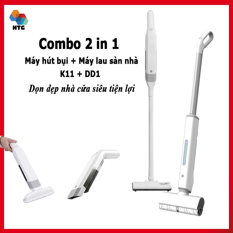 Combo Máy hút bụi K11 và Máy lau nhà DD1 Sawadaki dọn dẹp nhà cửa tiện lợi, hút và lau làm sạch sâu nhà cửa