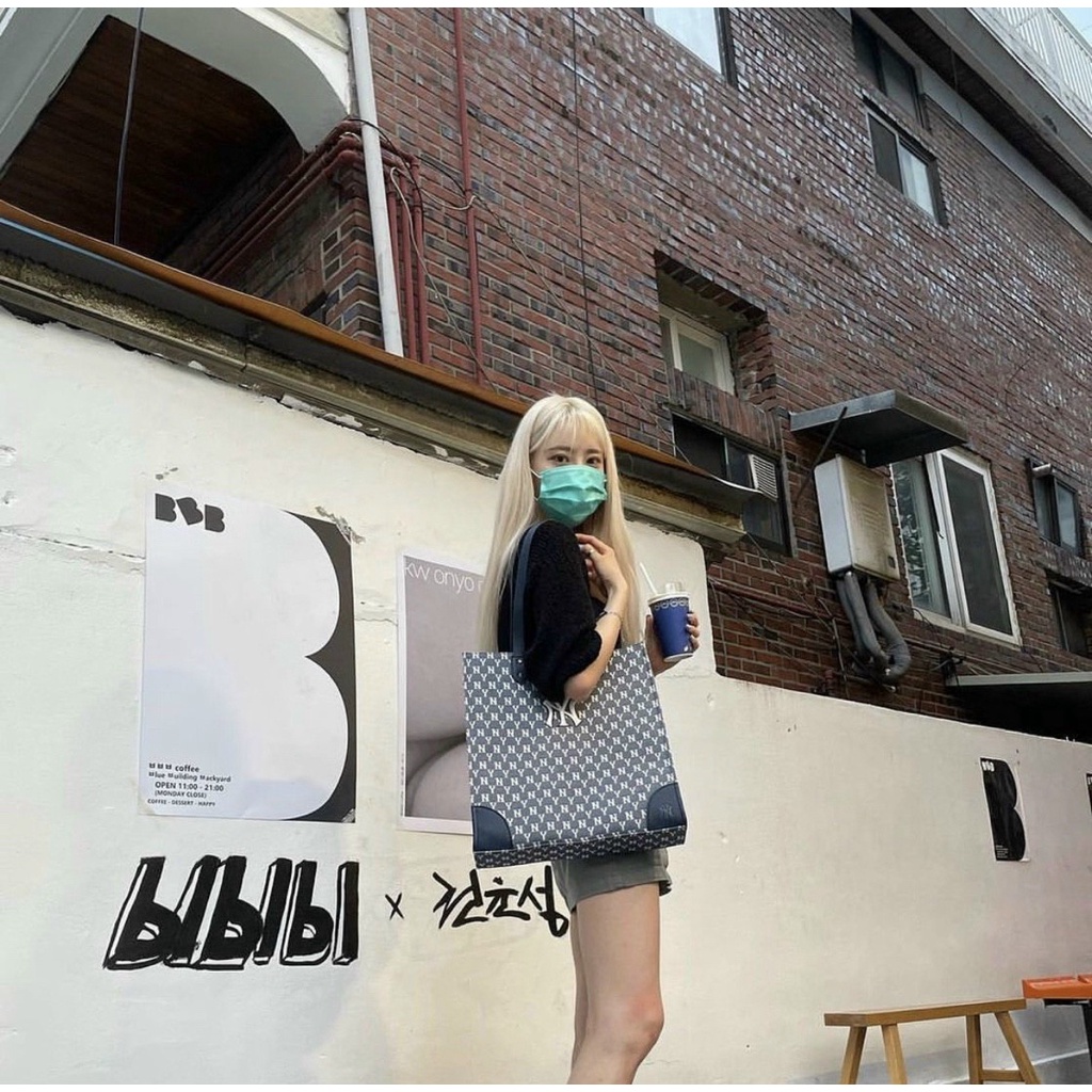 túi tote mlb siêu hot kèm ví nhỏ size 36*38*8cm xanh đen