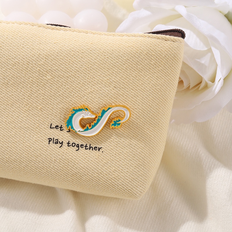 Ghim cài áo Qihe Jewelry hình rồng trắng thời trang