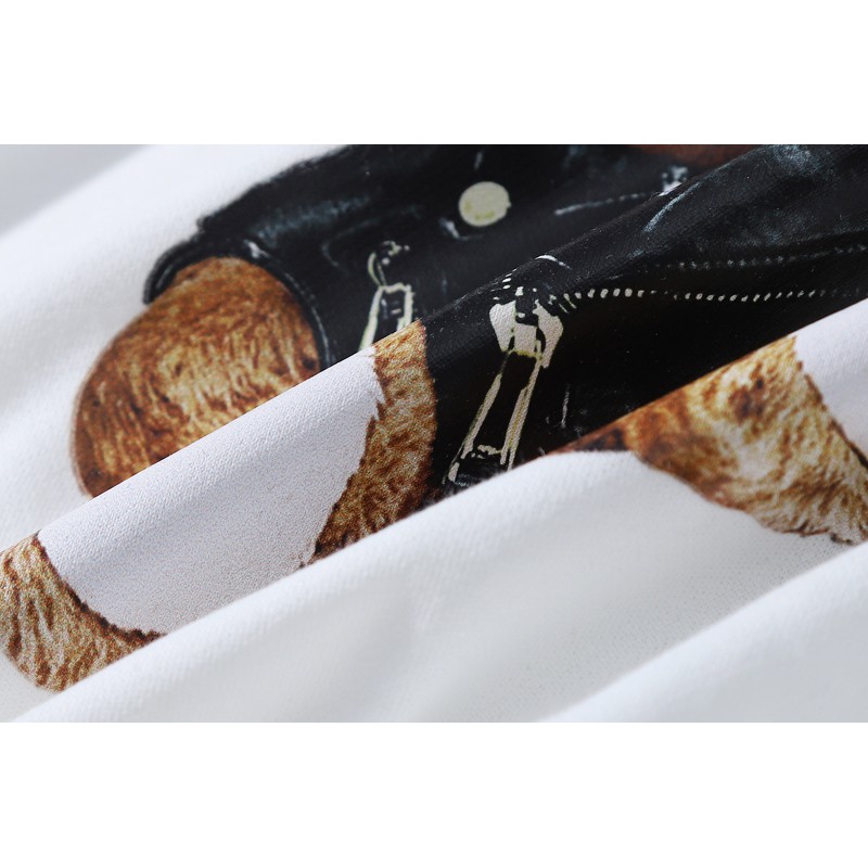 Áo Hoodie Tay Dài moschino Thêu Hình Gấu Vàng