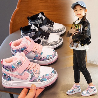 Giày sneaker cổ cao bằng da thời trang mùa thu cho bé
