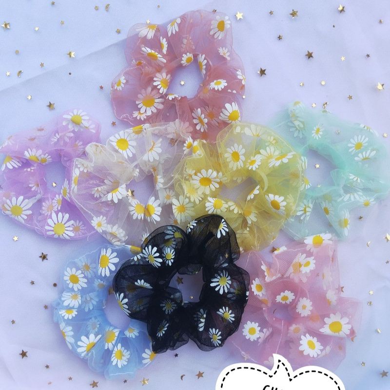 [Mã FAGOGO giảm 12% đơn 99K] Dây buộc tóc vải scrunchies hoa cúc họa mi