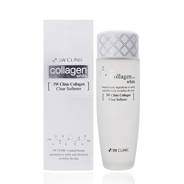 Combo Nước Hoa Hồng và Kem dưỡng trắng da collagen 3W Clinic Collagen (Clear Softener 150ml + Whitening Cream 60ml)