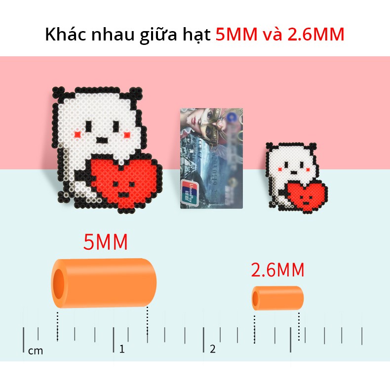 [HÀNG CÓ SẴN] 1000 hạt Perler beads, Hama beads, Hạt màu kì thú (Loại to 5mm) - 50 màu