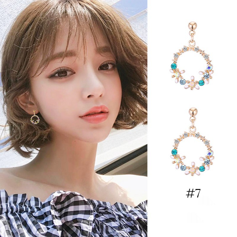 Khuyên Tai Vòng Hoa Đính Hạt Giả Ngọc Trai A78