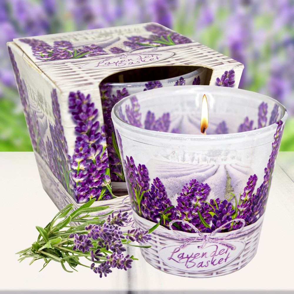 ( HOA OẢI HƯƠNG ) Ly nến thơm tinh dầu, khử mùi, tỏa hương tốt Bartek 115g Lavender Basket