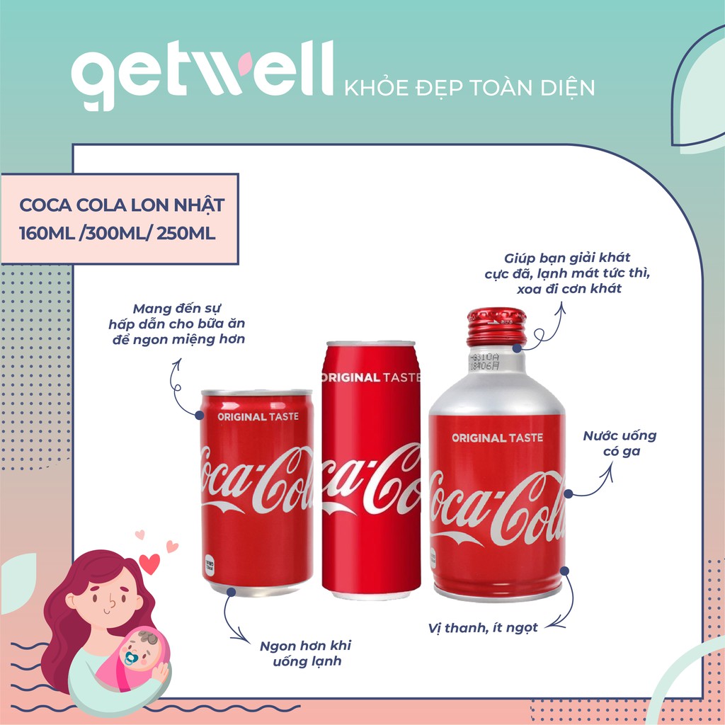 [Mã GROSALEHOT giảm 8% đơn 250K] COCA COLA LON NHẬT | COCA COLA NẮP VẶN 160ML /300ML/ 250ML
