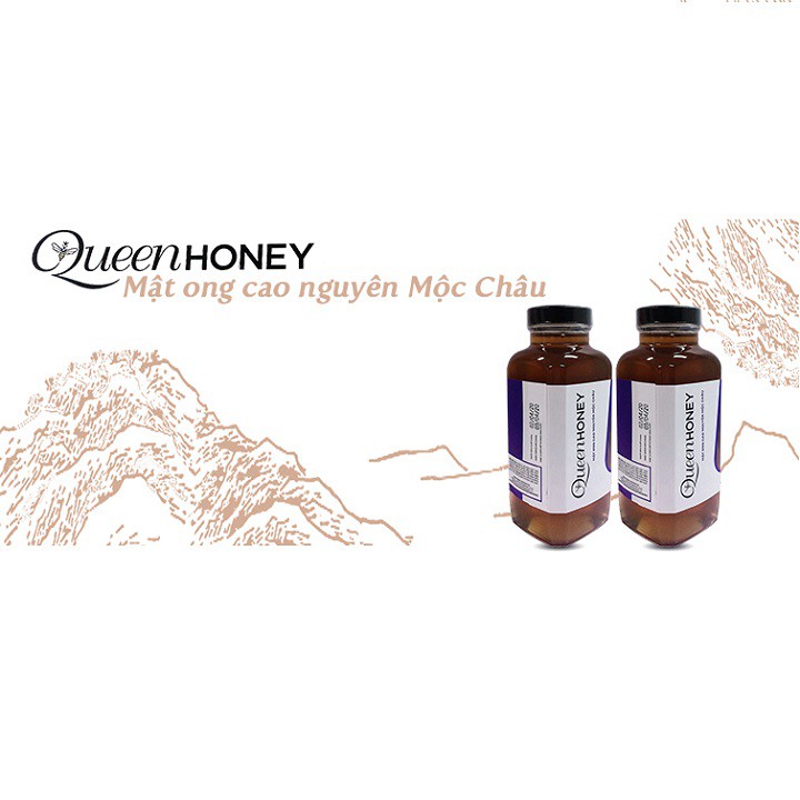 [QUEENHONEY]_2 chai mật ong cao nguyên Mộc Châu (500g/chai) Tặng 2 chai mật ong hoa rừng Mù Cang Chải (500g/chai)